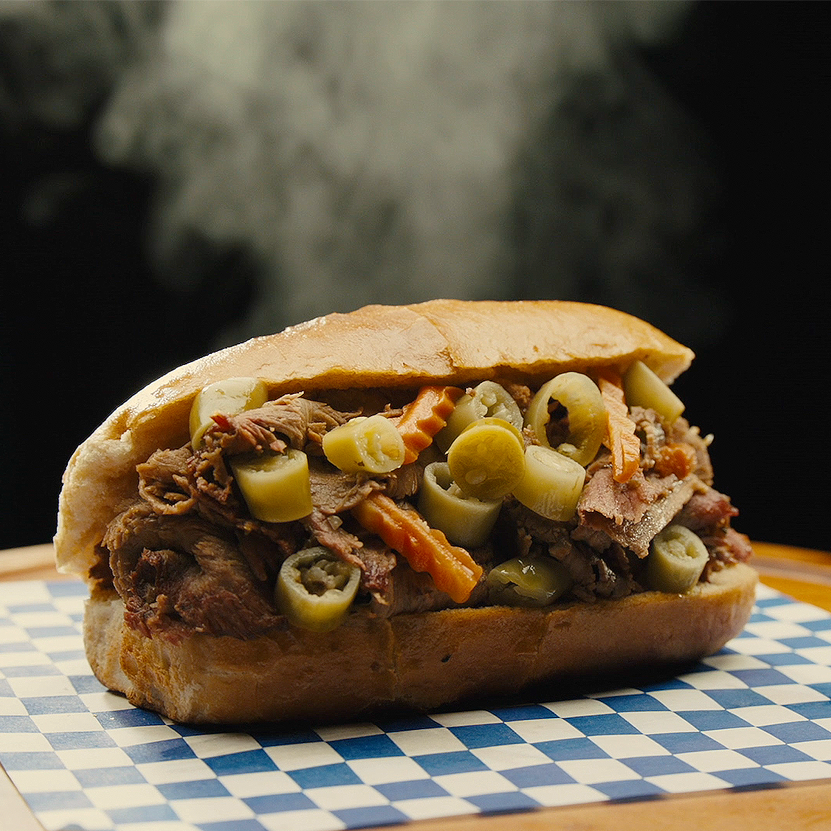 Smoked Italian Beef Sandwich by Comfy Pup and River Street BBQ