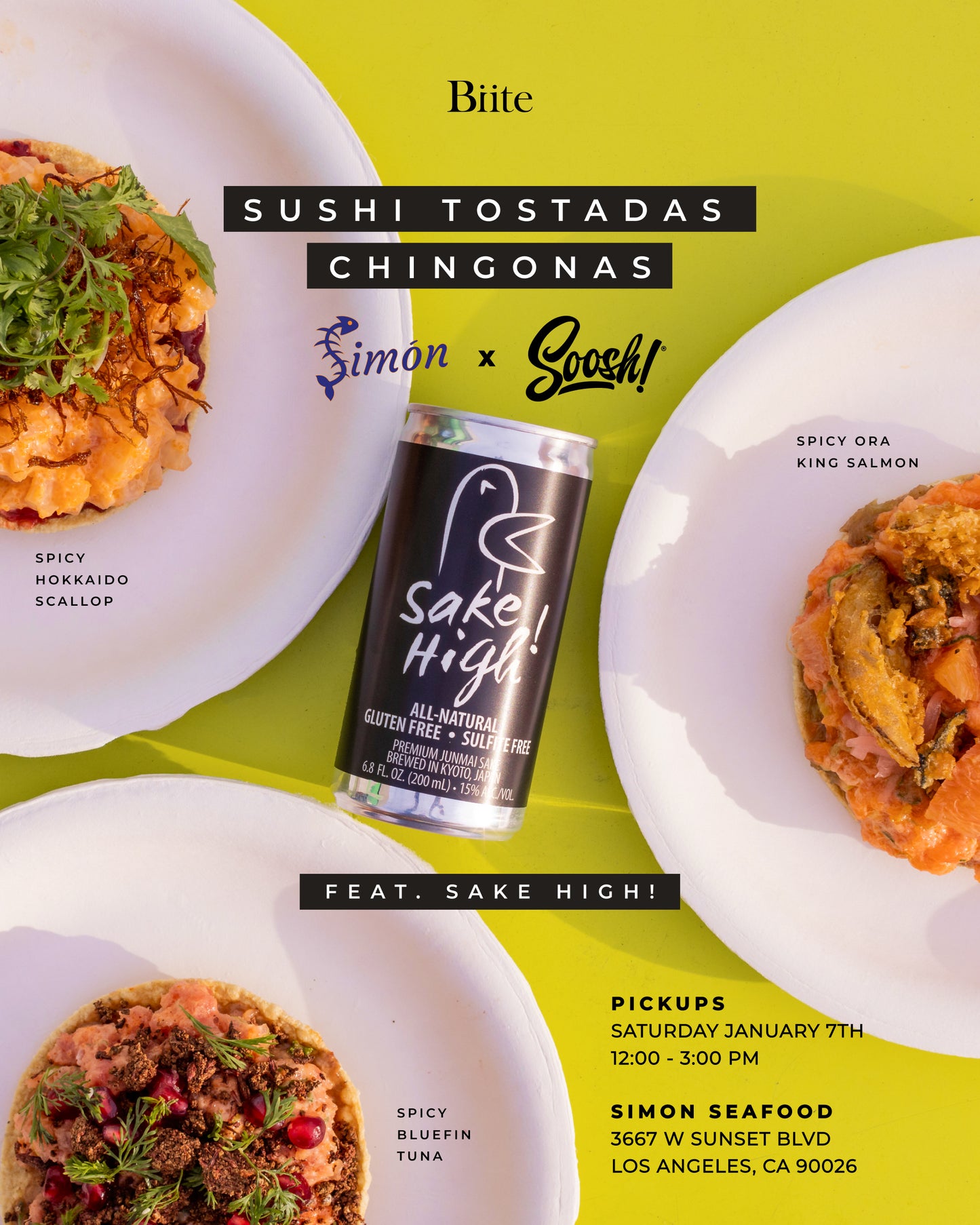 Sushi Tostadas Chingonas by Simón Seafood X Soosh! Feat. Sake High!