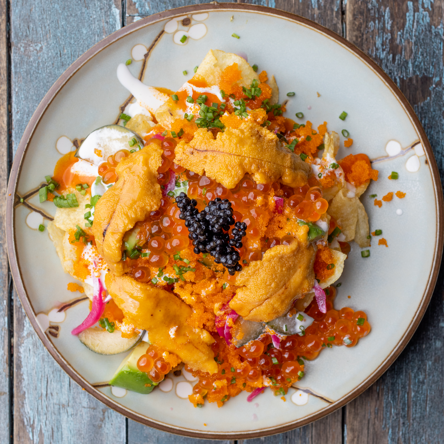 Game Day Loaded Caviar Nachos by Brian Bornemann of Crudo e Nudo