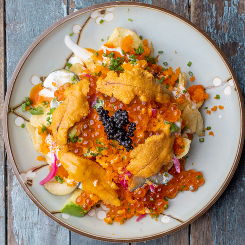 Game Day Loaded Caviar Nachos by Brian Bornemann of Crudo e Nudo