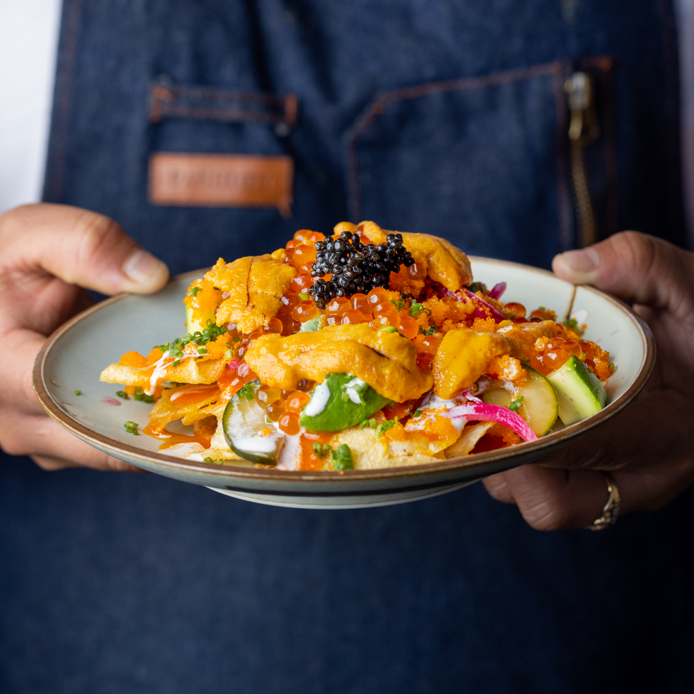 Game Day Loaded Caviar Nachos by Brian Bornemann of Crudo e Nudo