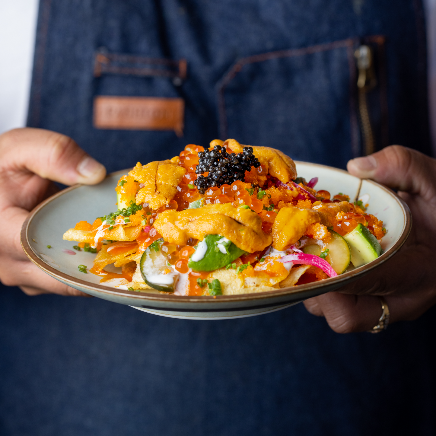 Game Day Loaded Caviar Nachos by Brian Bornemann of Crudo e Nudo