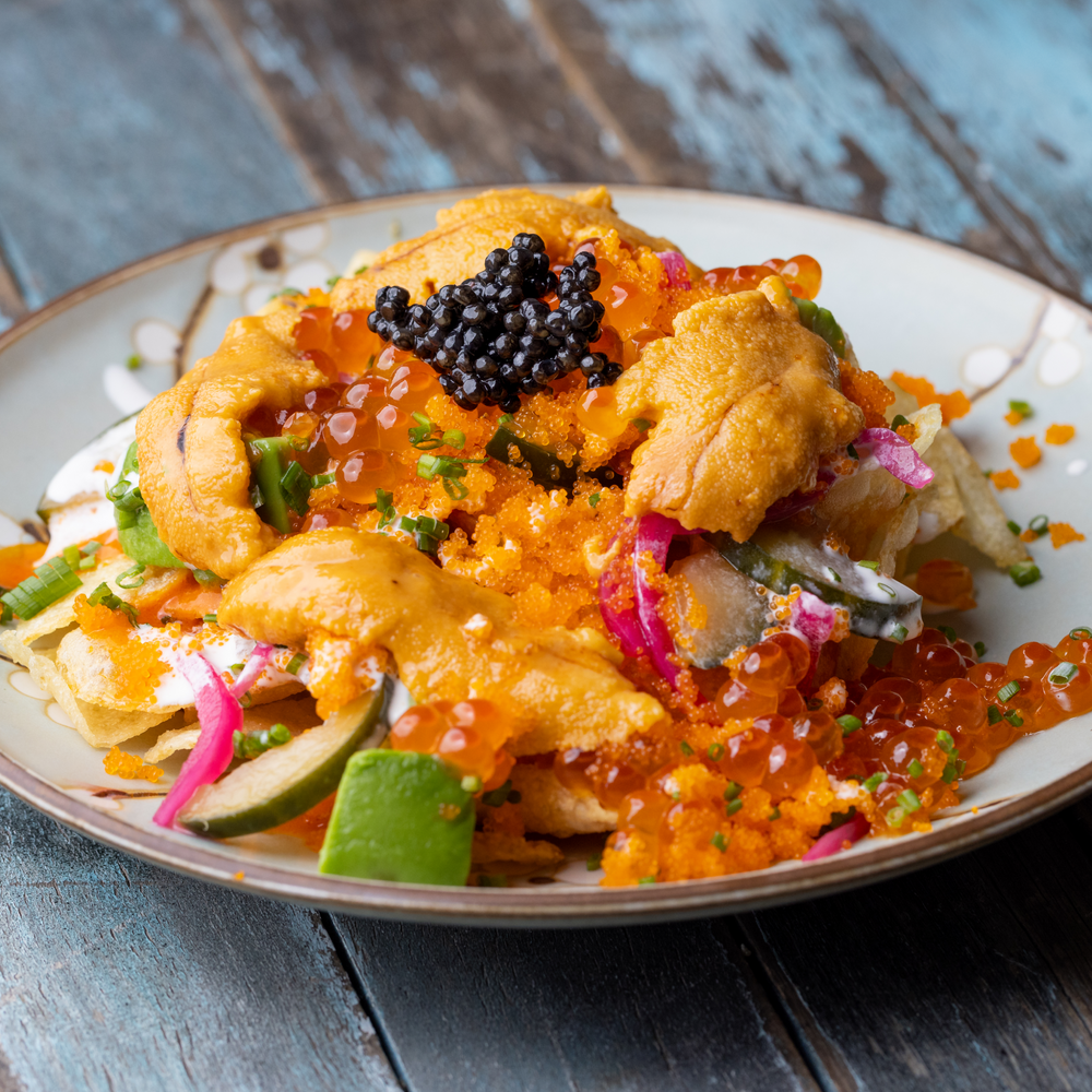 Game Day Loaded Caviar Nachos by Brian Bornemann of Crudo e Nudo