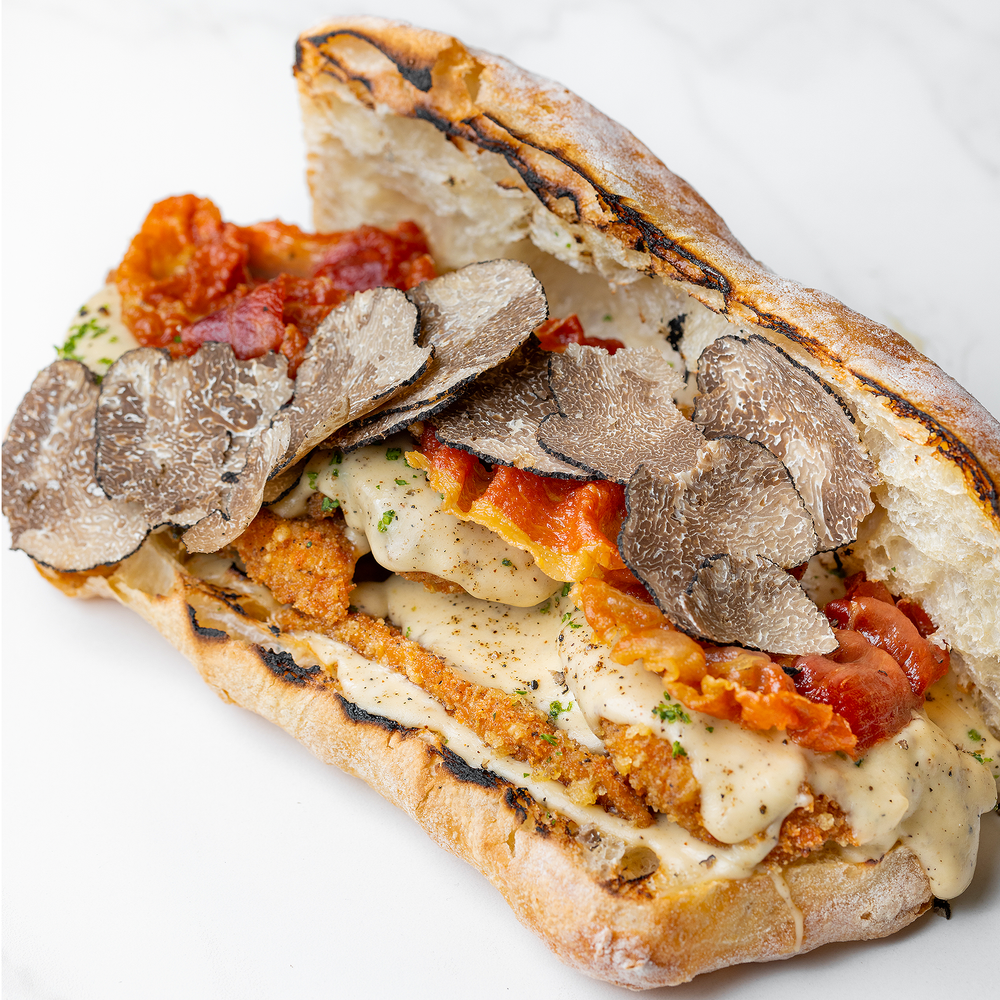 The Mona Lisa Cutlet Cacio e Pepe Black Truffle Sandwich by Ggiata