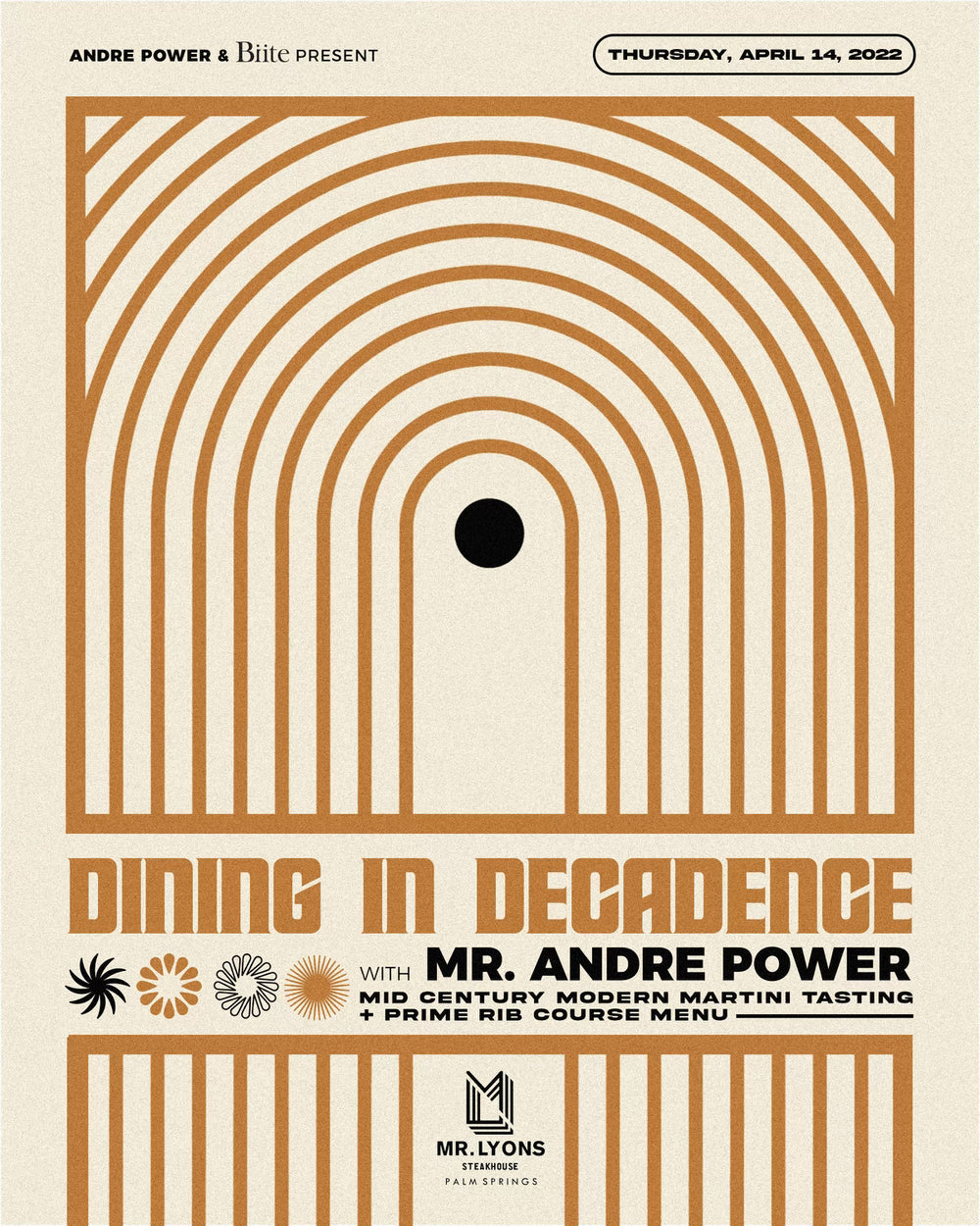 ANDRE POWER PRESENTS: MID CENTURY MODERN DINING EXPERIENCE & MARTINI TASTING