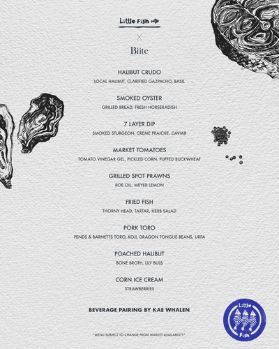 Little Fish Multi-Course Tasting Menu with Beverage Pairing by Kae Whalen
